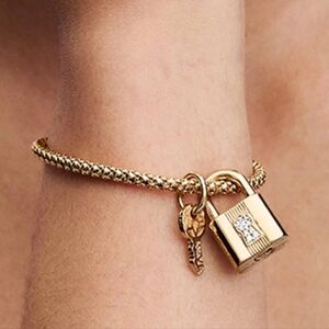 Padlock & Key Dangle Charm 14k gold plating